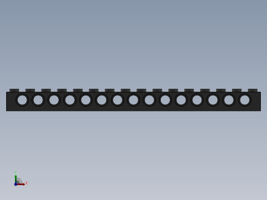 乐高机械组积木（横梁）-3703 Old Dark Grey Technic Brick 1 x 16 with Holes前视缩略图