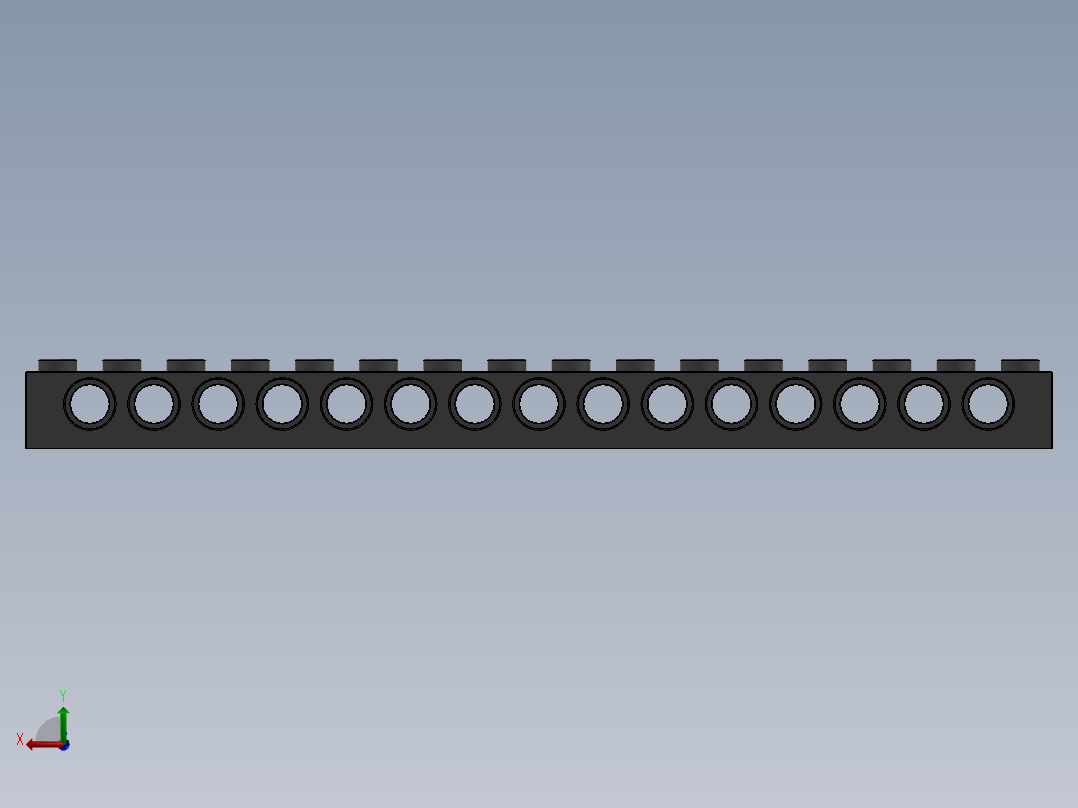 乐高机械组积木（横梁）-3703 Old Dark Grey Technic Brick 1 x 16 with Holes后视图