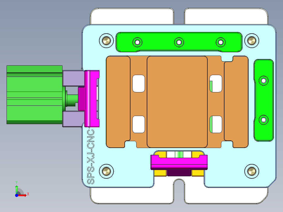SPS-XJ笔记本CNC工装夹具三维模型-CNC1-0113前视图