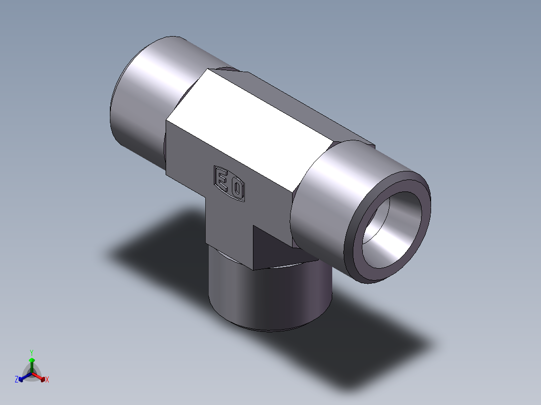 AC+AD 三通接头 T、AD-18正等轴测图