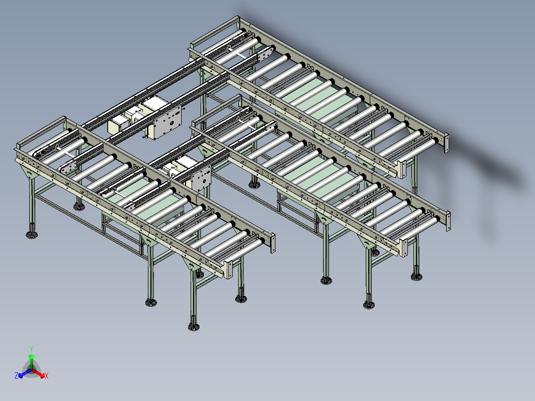 90度工位转换滚筒输送线设计主视图