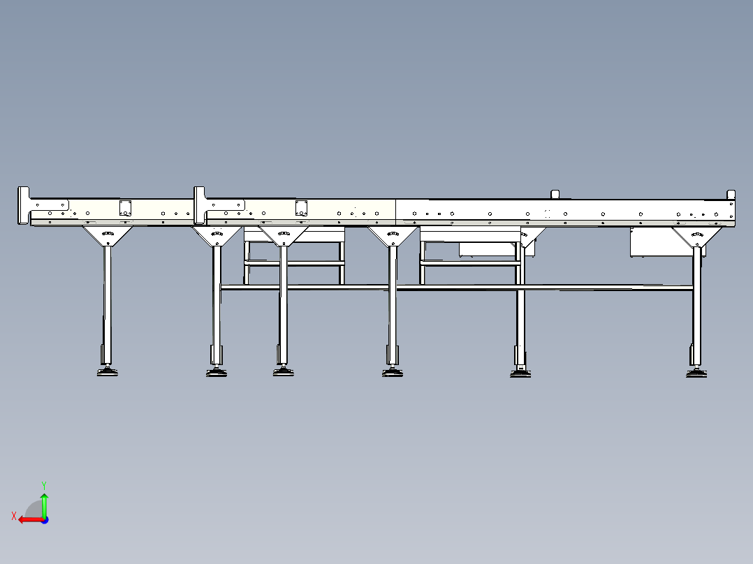 90度工位转换滚筒输送线设计后视图