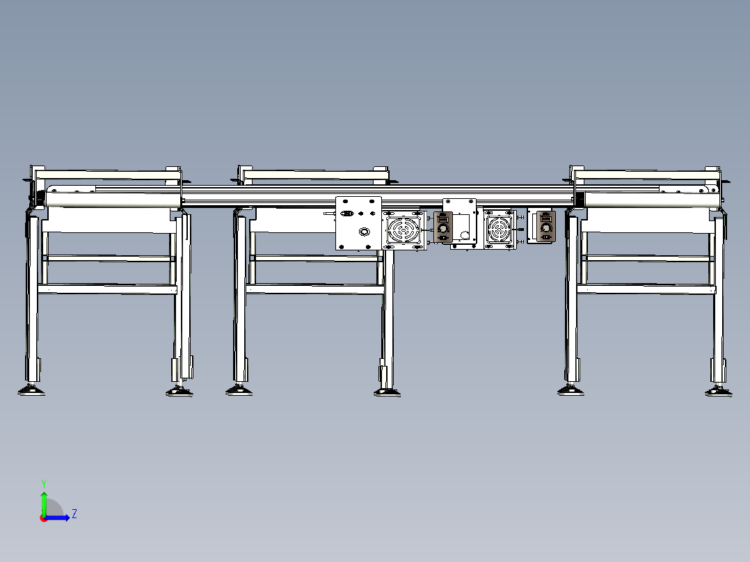 90度工位转换滚筒输送线设计左视图