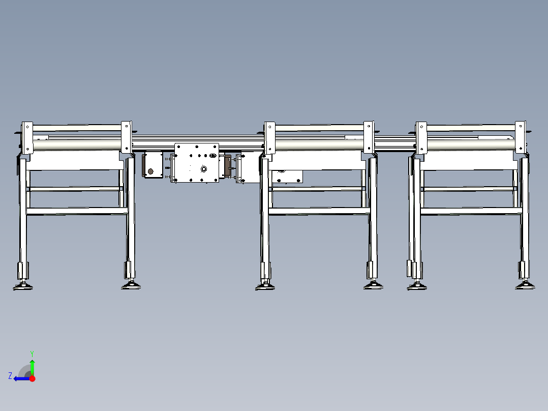 90度工位转换滚筒输送线设计右视图
