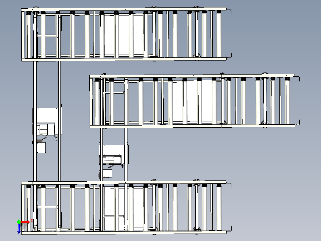 90度工位转换滚筒输送线设计俯视图