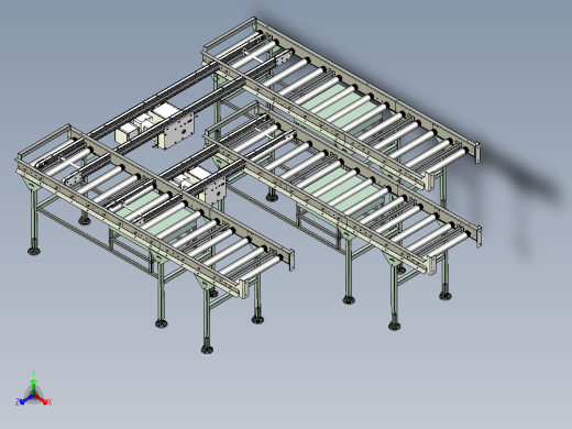 90度工位转换滚筒输送线设计正等轴测缩略图