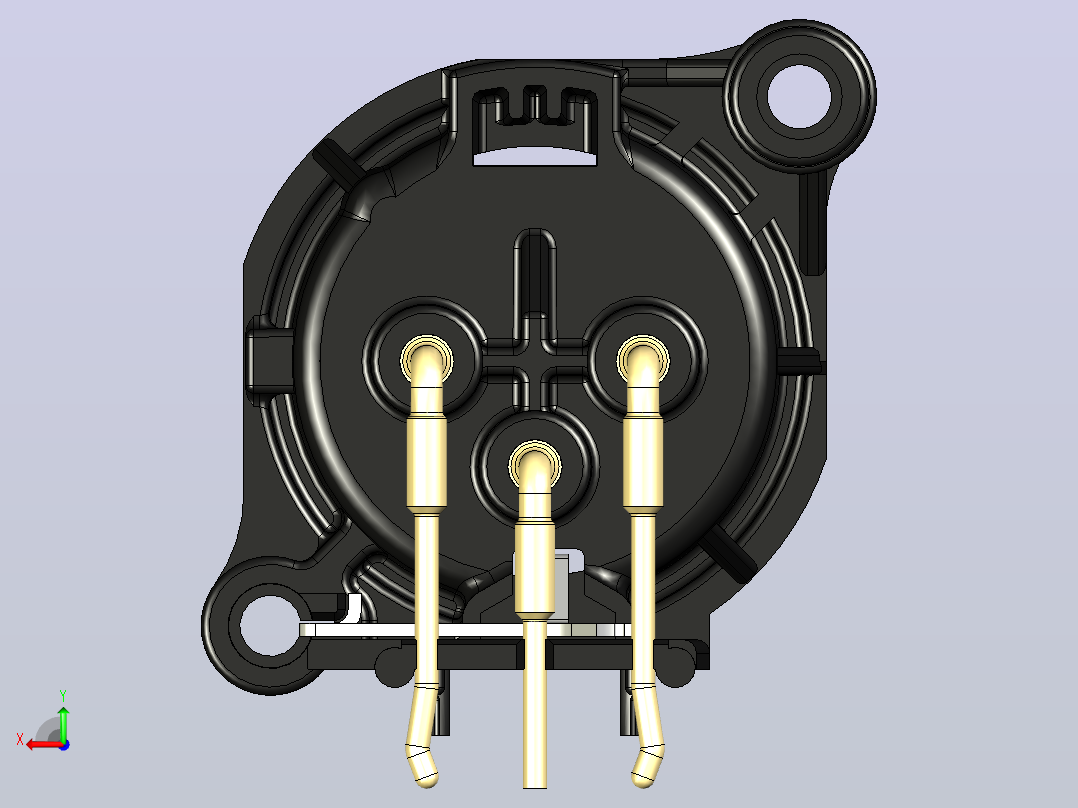 PCB安装的公XLR 3针插头后视图