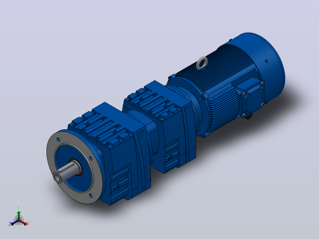 RF37R17法兰轴伸式组合型斜齿轮减速机RF37R17-Y0.25-4P-71-M1-0°-Φ160正等轴测图