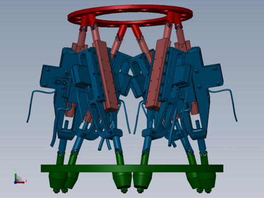 Stewart平台（六自由度液压平台）机械设备 3D模型 设计素材前视缩略图