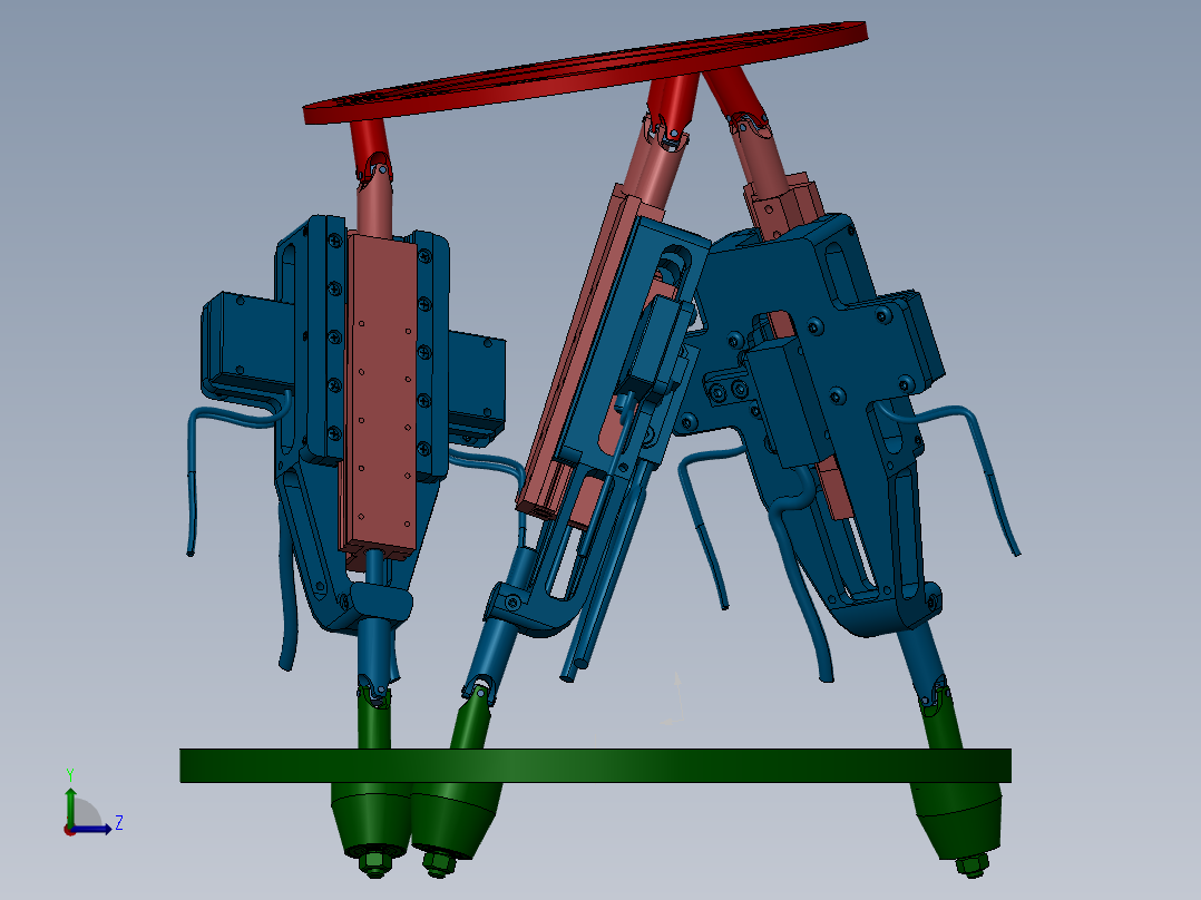 Stewart平台（六自由度液压平台）机械设备 3D模型 设计素材左视图