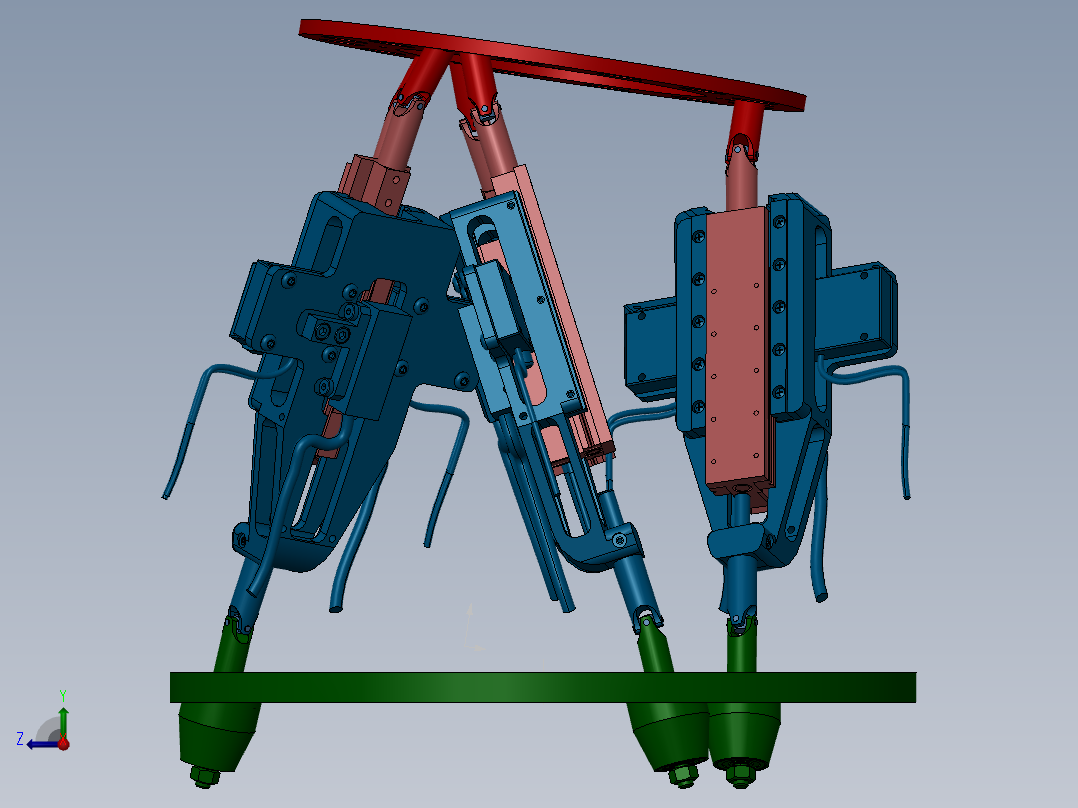 Stewart平台（六自由度液压平台）机械设备 3D模型 设计素材右视图