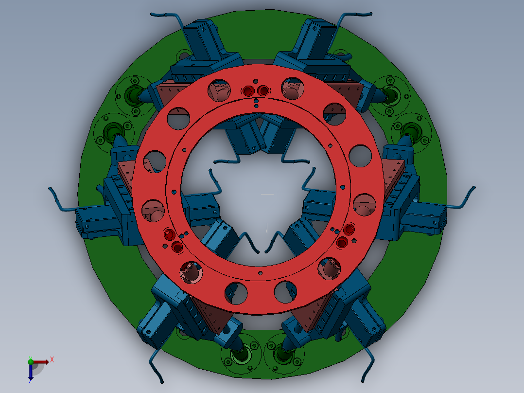 Stewart平台（六自由度液压平台）机械设备 3D模型 设计素材俯视图