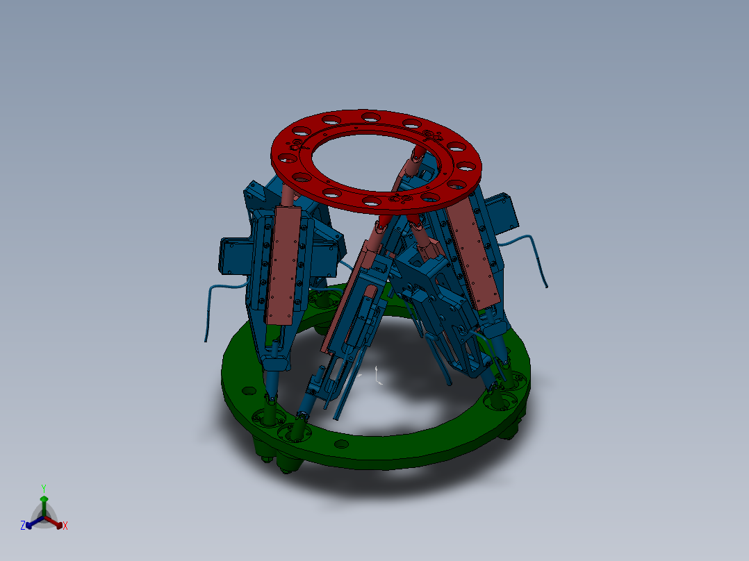 Stewart平台（六自由度液压平台）机械设备 3D模型 设计素材正等轴测图