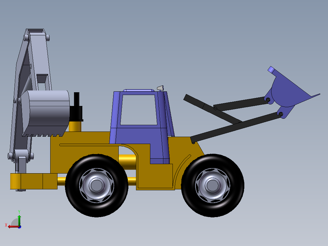 挖掘机和推土机后视图