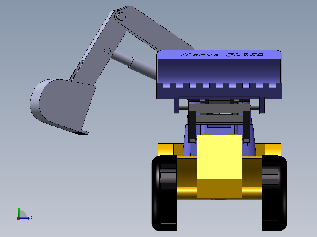 挖掘机和推土机左视图