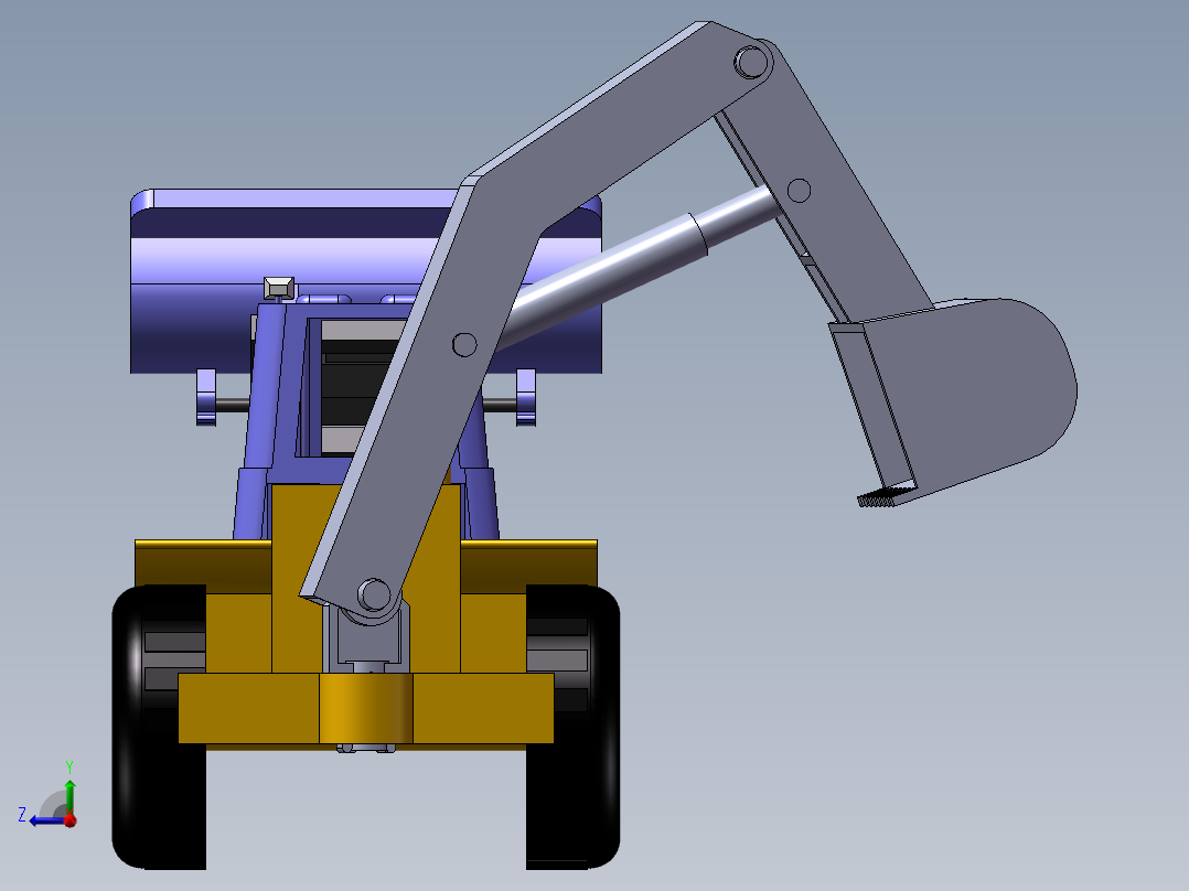 挖掘机和推土机右视图