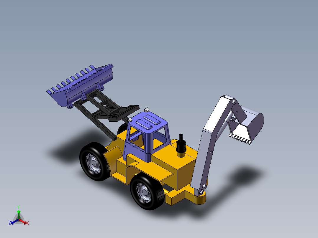 挖掘机和推土机正等轴测图