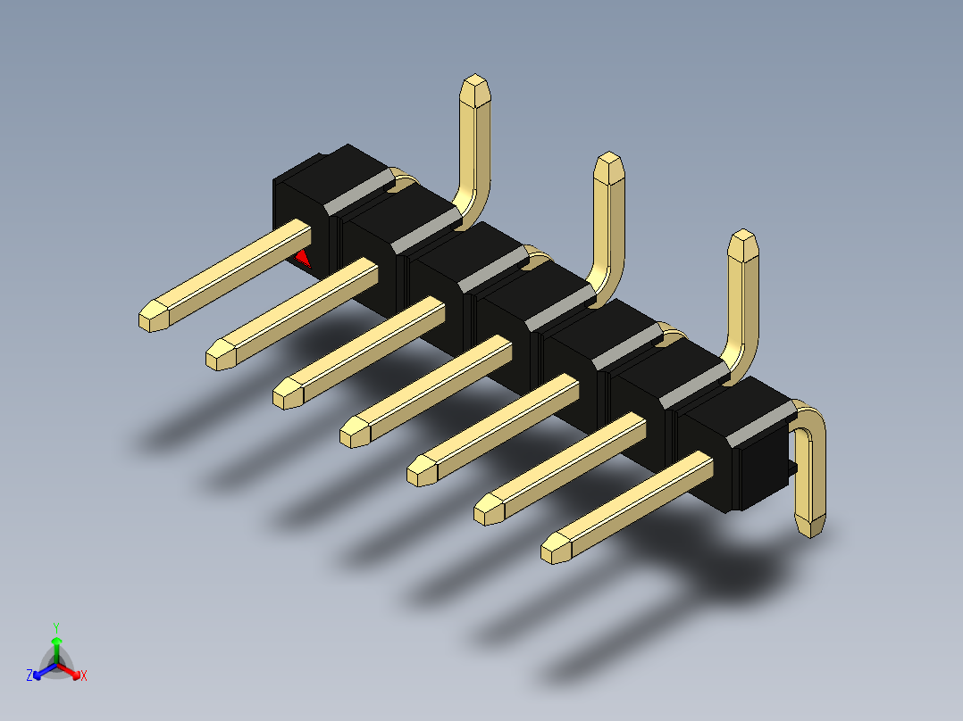 彩色公排针 100mil 2.54mm 系列-DS1022_black_07p_100mil_Type_SMT_R2_rev1.0主视图