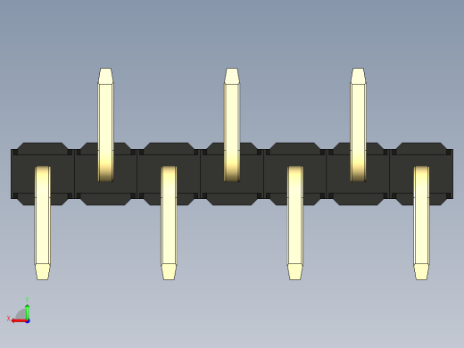 彩色公排针 100mil 2.54mm 系列-DS1022_black_07p_100mil_Type_SMT_R2_rev1.0后视缩略图
