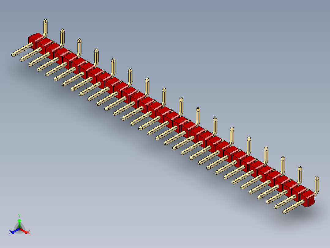 彩色公排针 100mil 2.54mm 系列-DS1022_red_33p_100mil_Type_SMT_R1_rev1.0主视图