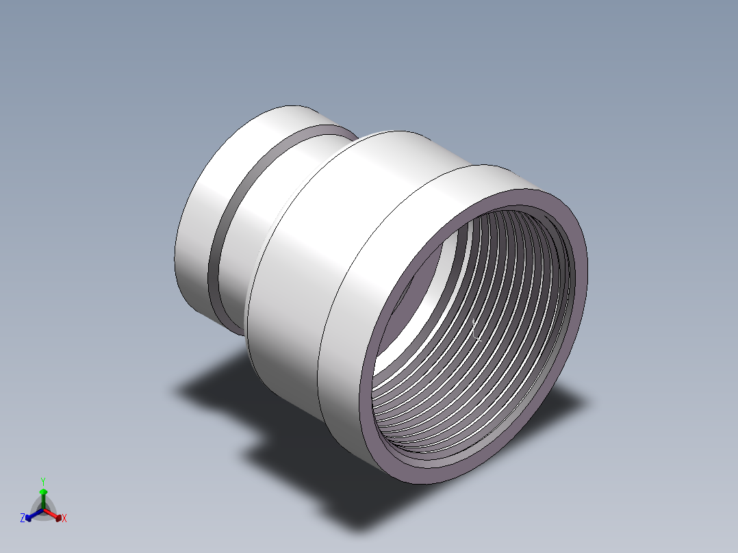 管箍-异径有边 DN40-DN25正等轴测图