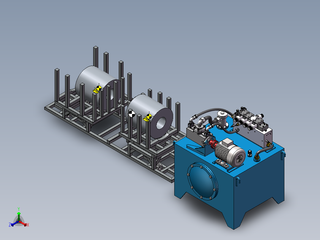 200T翻转试验平台正等轴测图