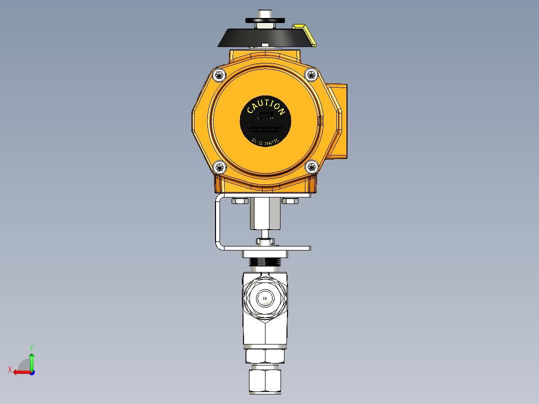 三通球阀带EL-O-Matic PE-60气动执行机构、弹簧复位后视图