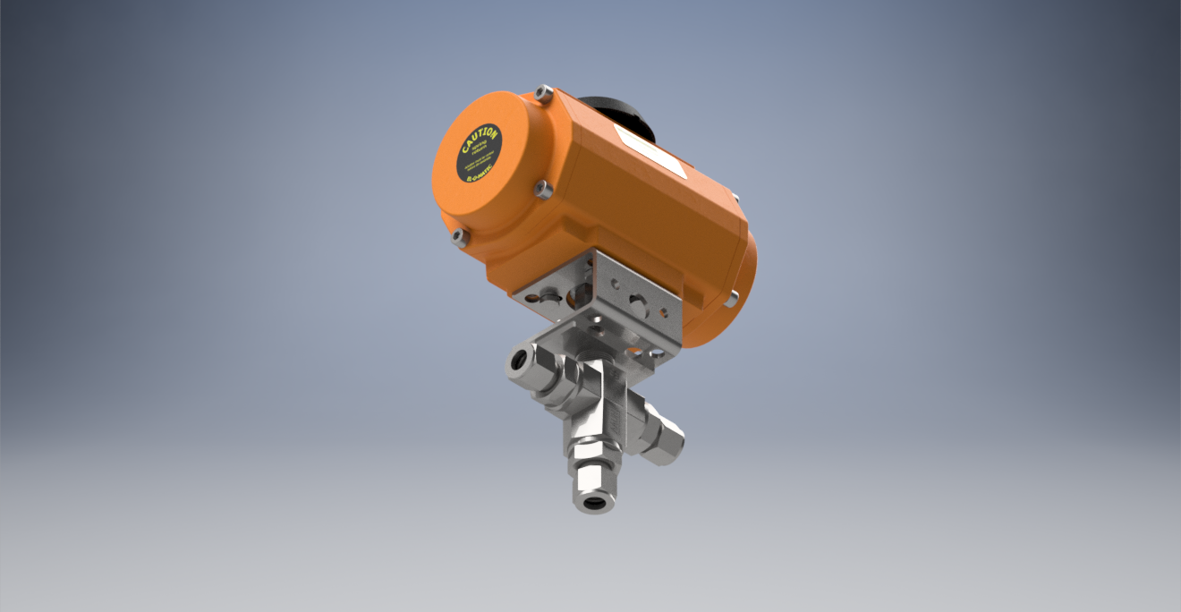 三通球阀带EL-O-Matic PE-60气动执行机构、弹簧复位