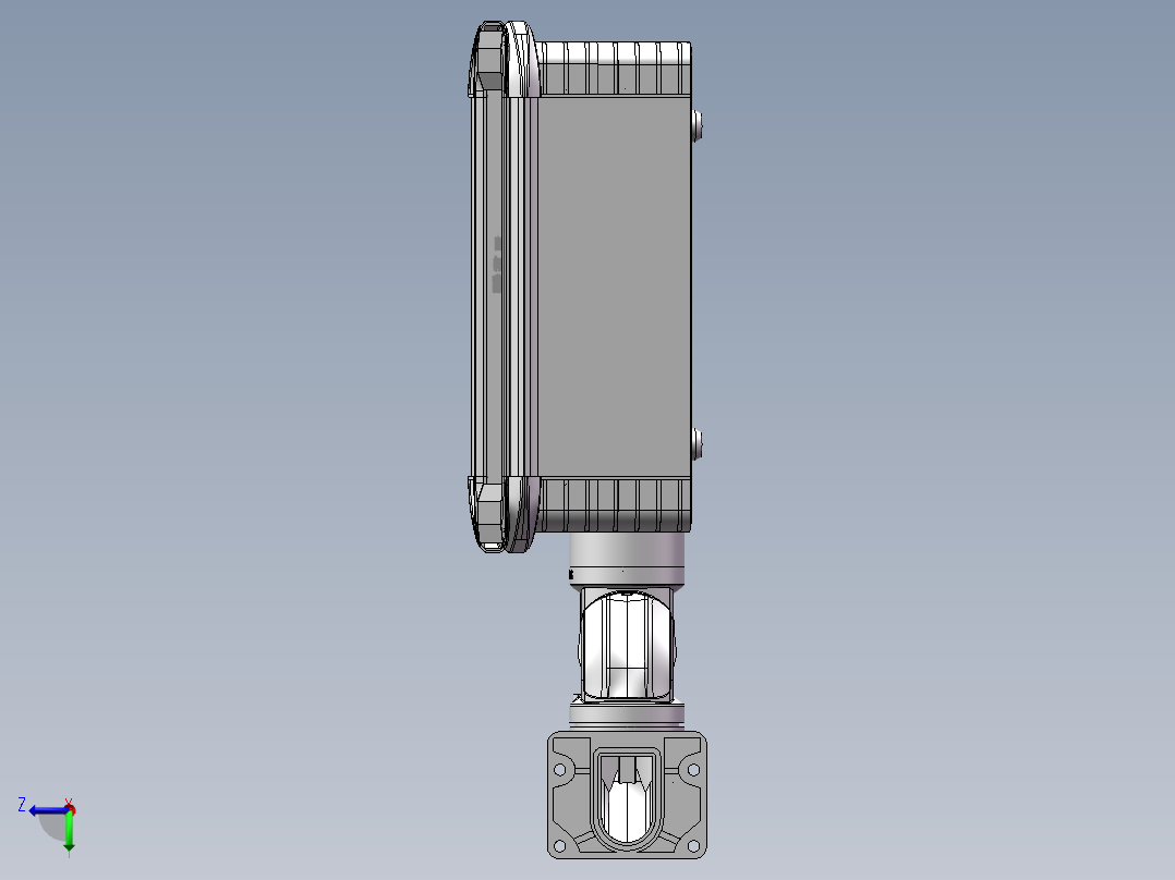 向上墙座+90度箱体连接器+控制箱右视图