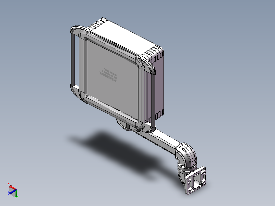 向上墙座+90度箱体连接器+控制箱正等轴测图