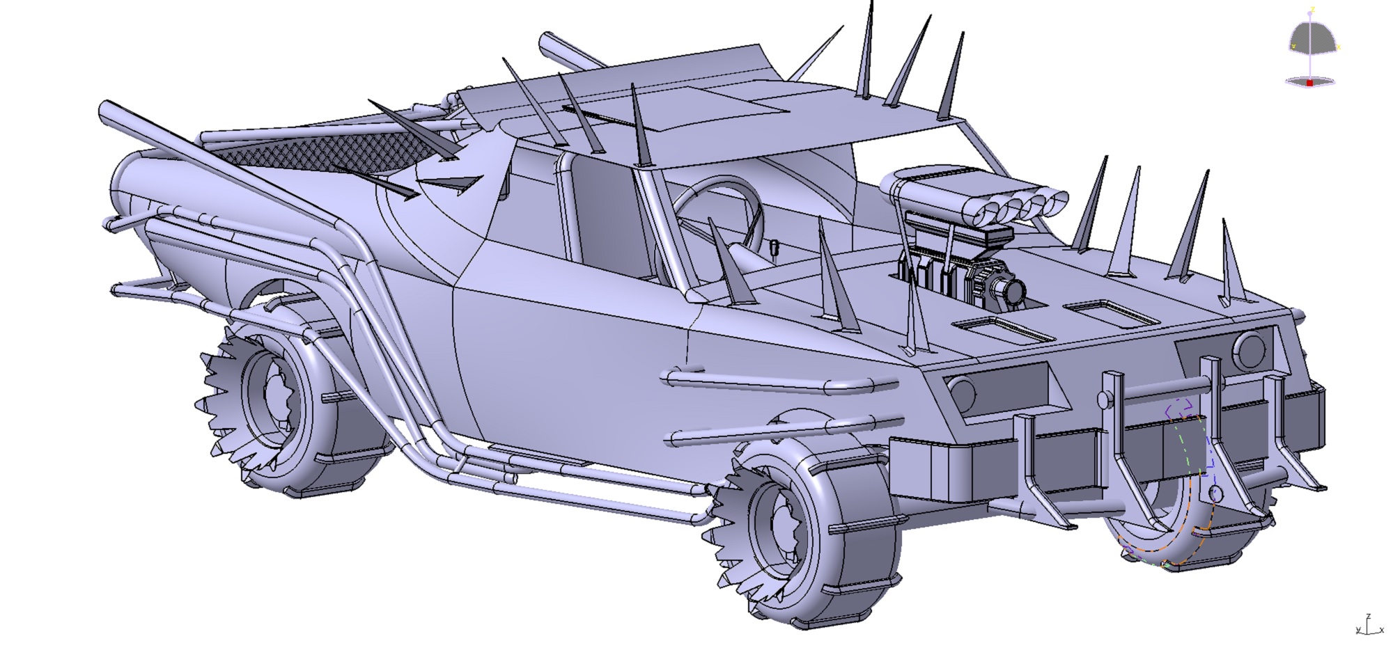 疯狂麦克斯越野车模型3D图纸 CATIA设计 附STP格式