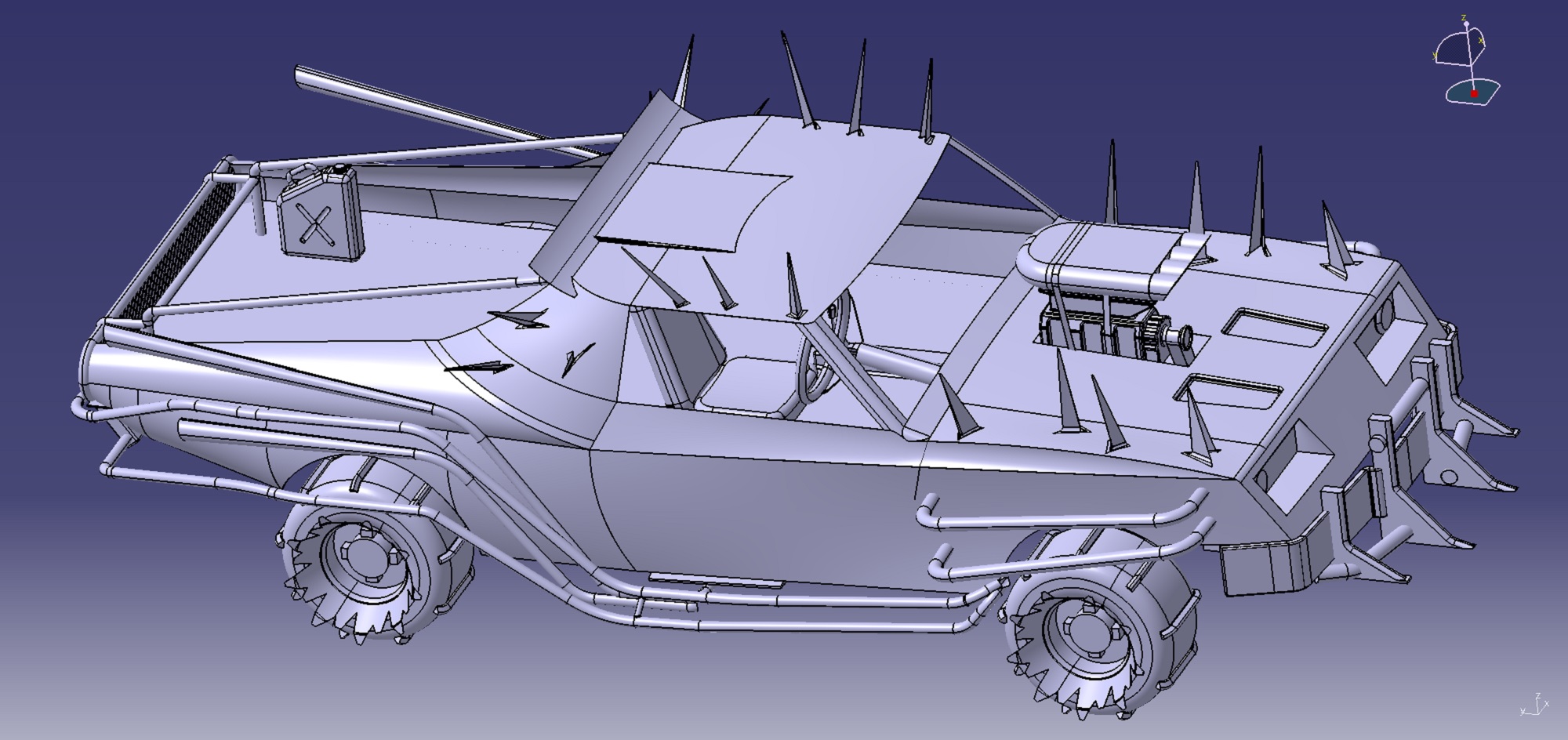 疯狂麦克斯越野车模型3D图纸 CATIA设计 附STP格式