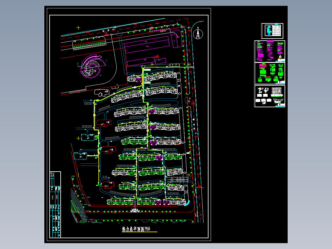 某地区大型小区无补偿直埋热力管道系统布置设计施工CAD图纸
