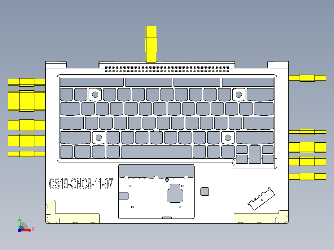 电脑外壳C件侧孔侧孔GONOGO检具模型前视图