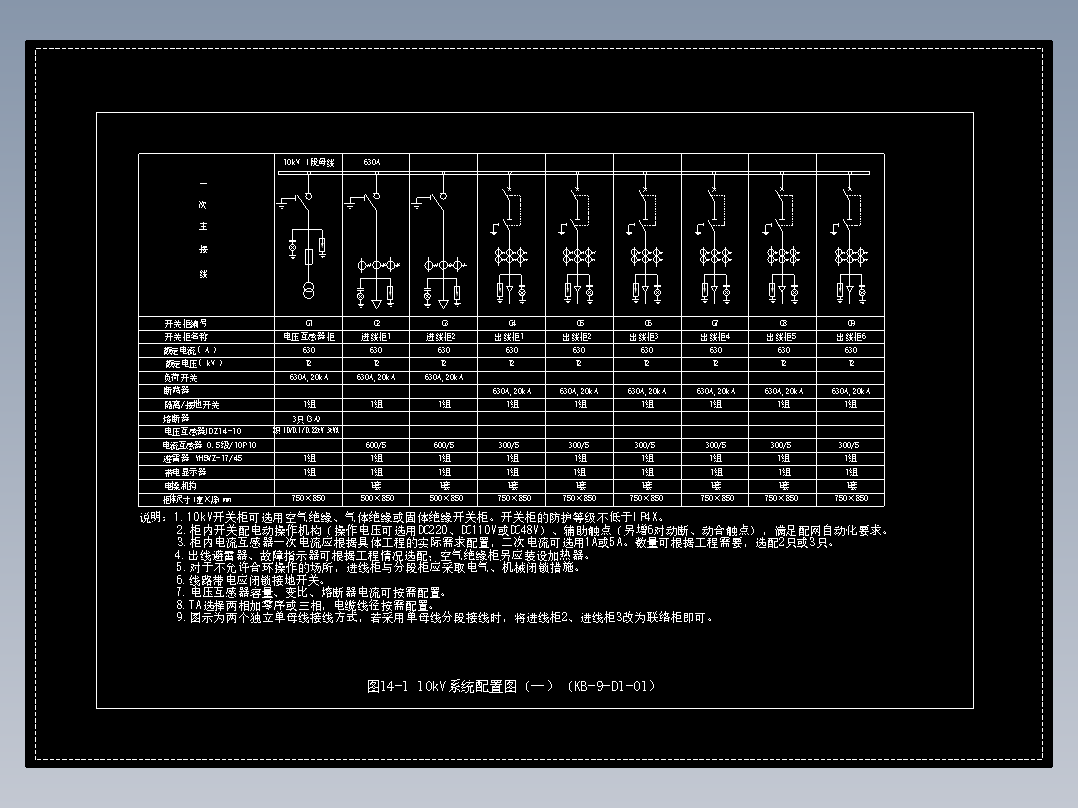 图14-1 10kV系统配置图（一）（KB-9-D1-01）