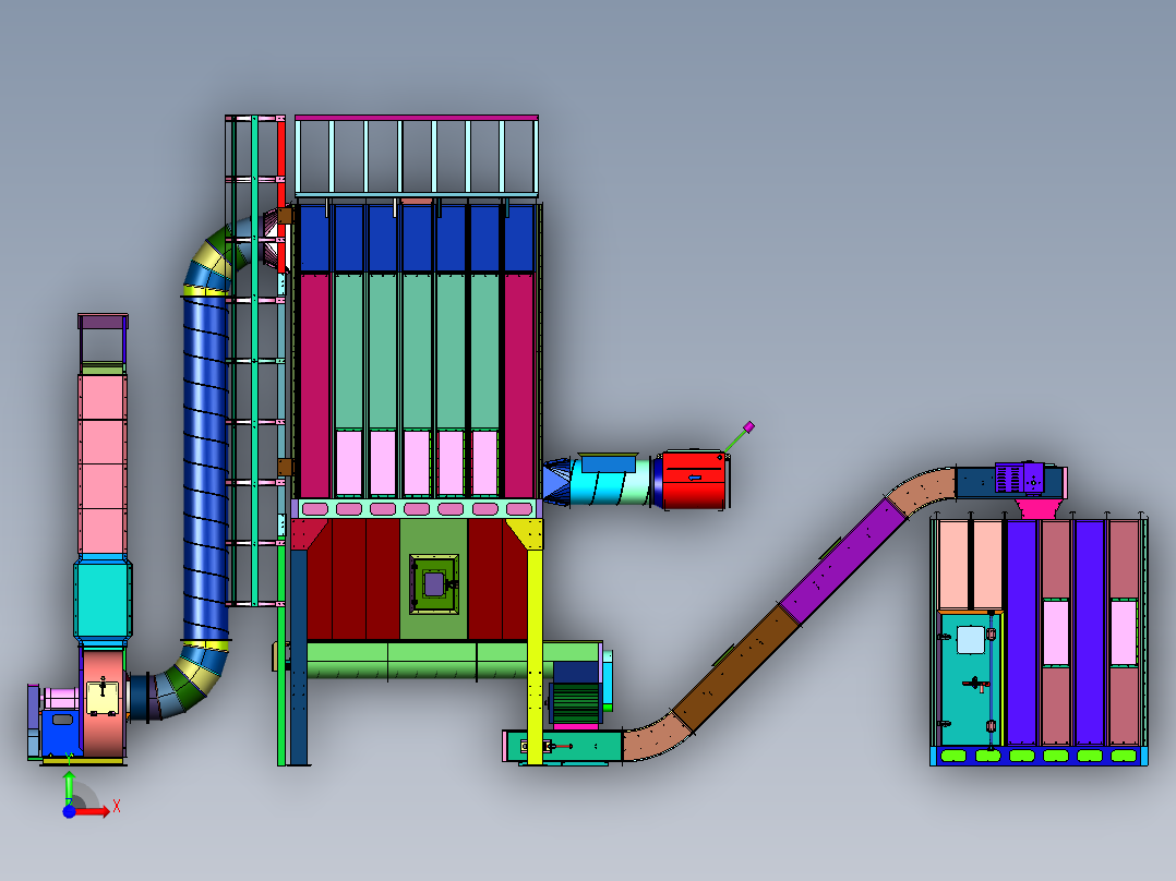 刮板输送槽防爆中央除尘系统前视图