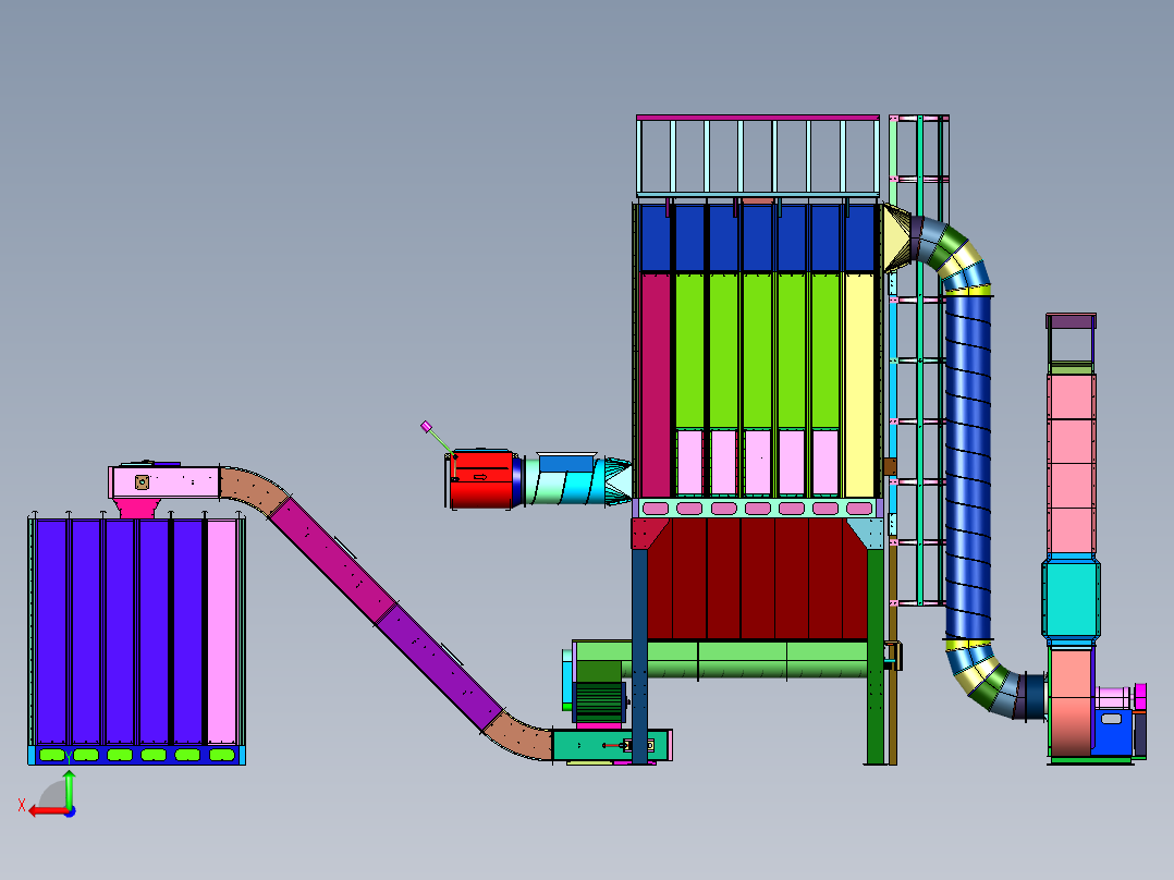 刮板输送槽防爆中央除尘系统后视图