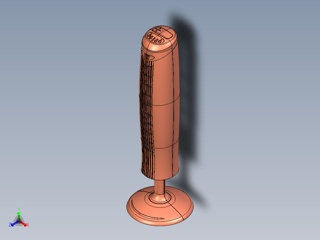 美的空调塔扇旋转风扇结构源文件--1201187--80正等轴测图