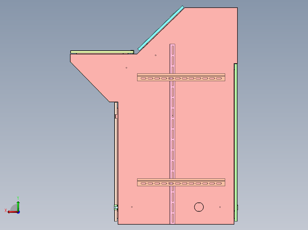 带防护面板琴式控制台  SW16右视图