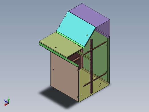 带防护面板琴式控制台  SW16正等轴测缩略图