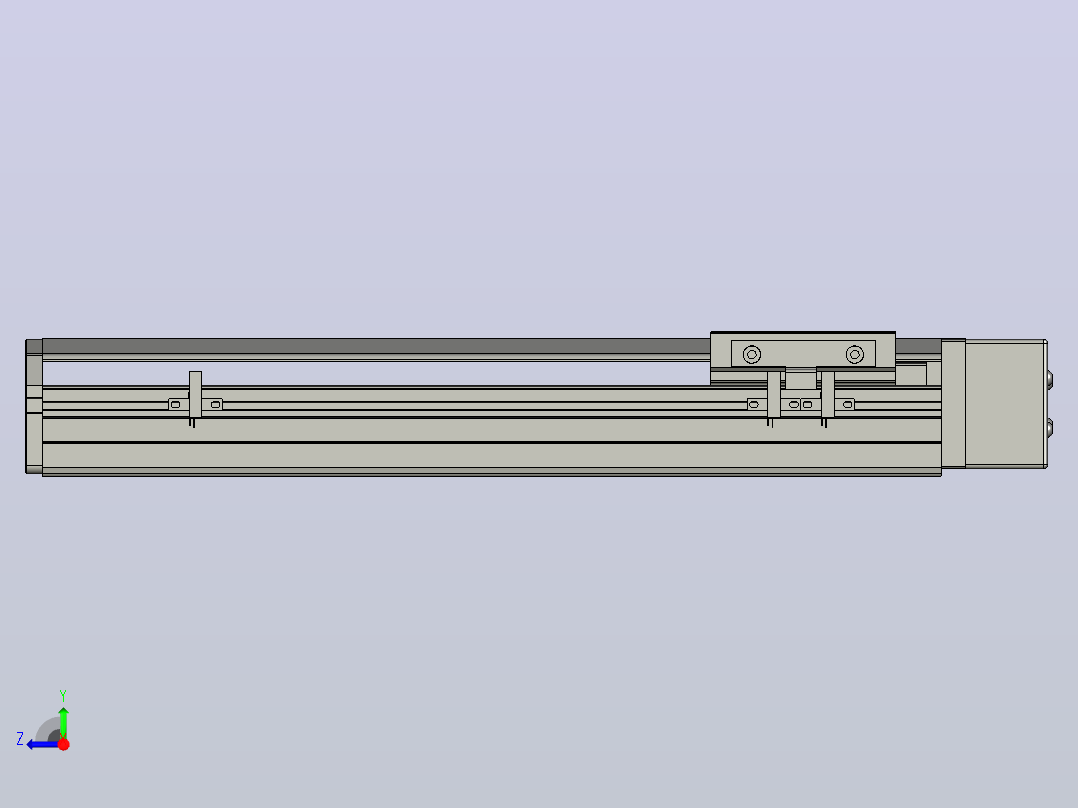 SYS12-BL-250-200W滚珠花健、支撑座、滚珠丝杠、交叉导轨、直线模组.STEP右视图