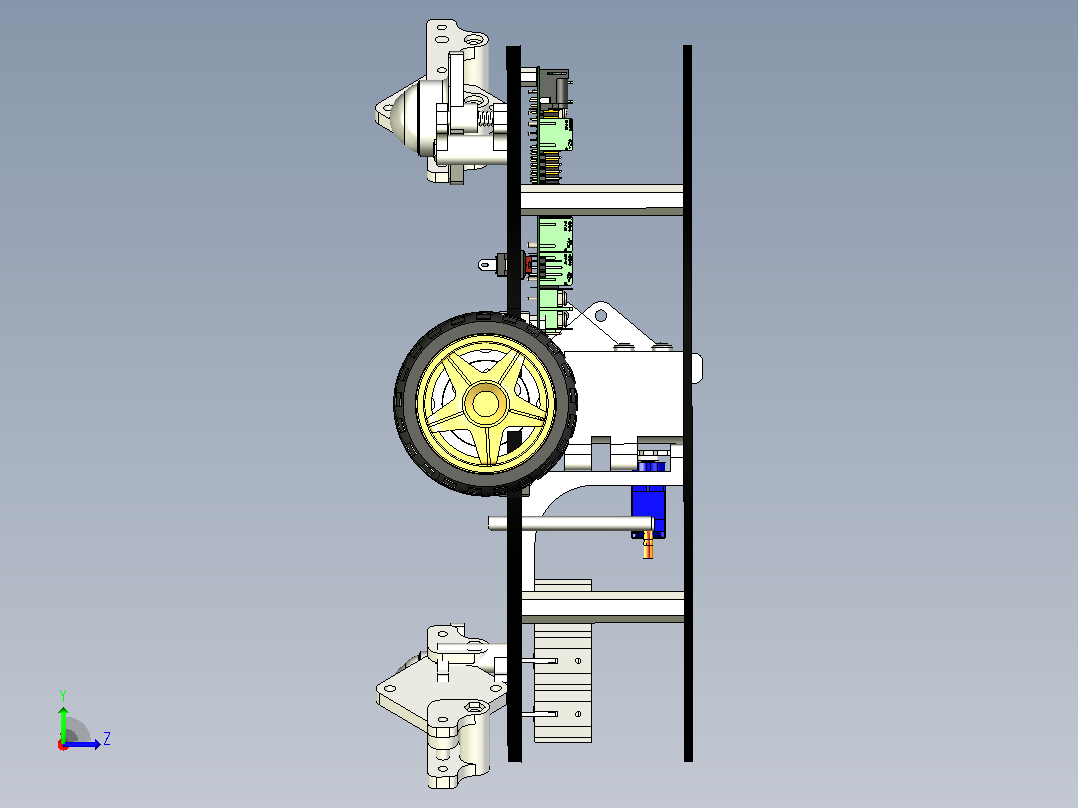 绘制预先编程线条的编程小车3D图纸 f3d STEP格式左视图