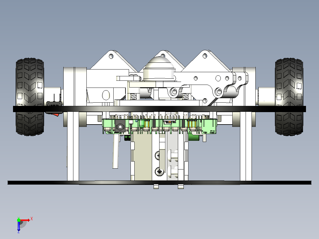 绘制预先编程线条的编程小车3D图纸 f3d STEP格式俯视图