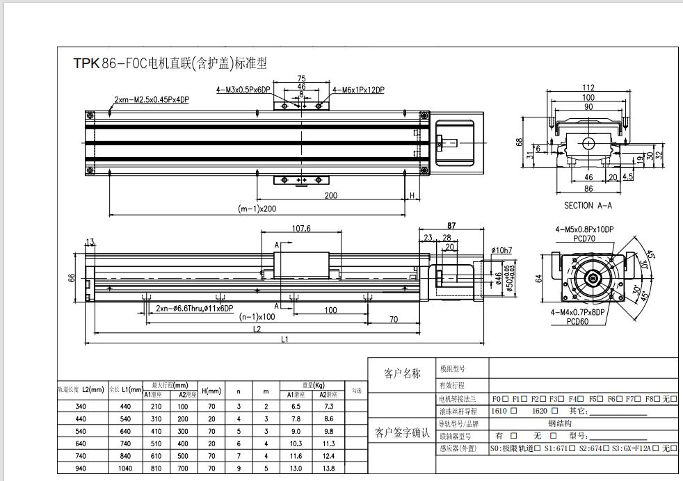 TPK86-340A1-F0CS2滑台
