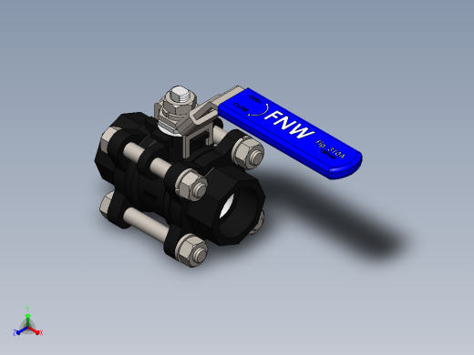 FNW-FNW311ASWF三片式内螺纹球阀正等轴测缩略图