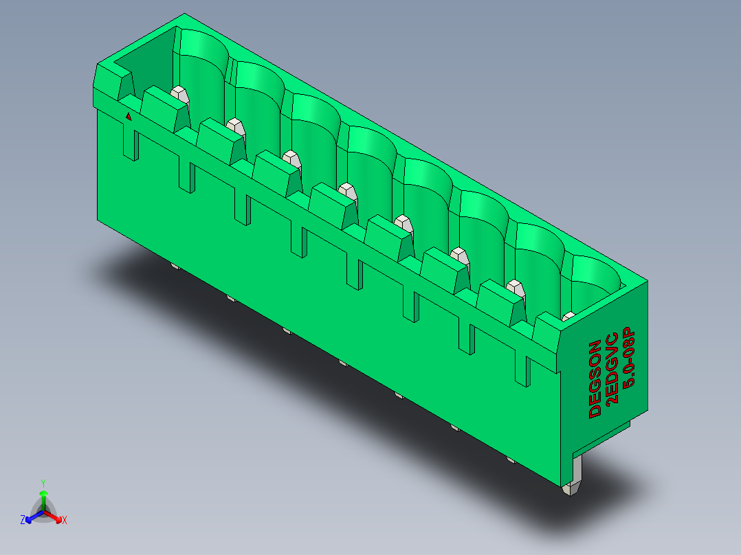 DEGSON 2EDG 系列 5.0mm 可插拔接线端子组-2EDGVC-5.0-08P-14-00AH正等轴测图