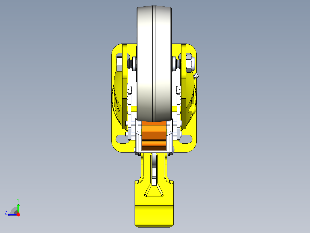 带刹车万向轮右视图