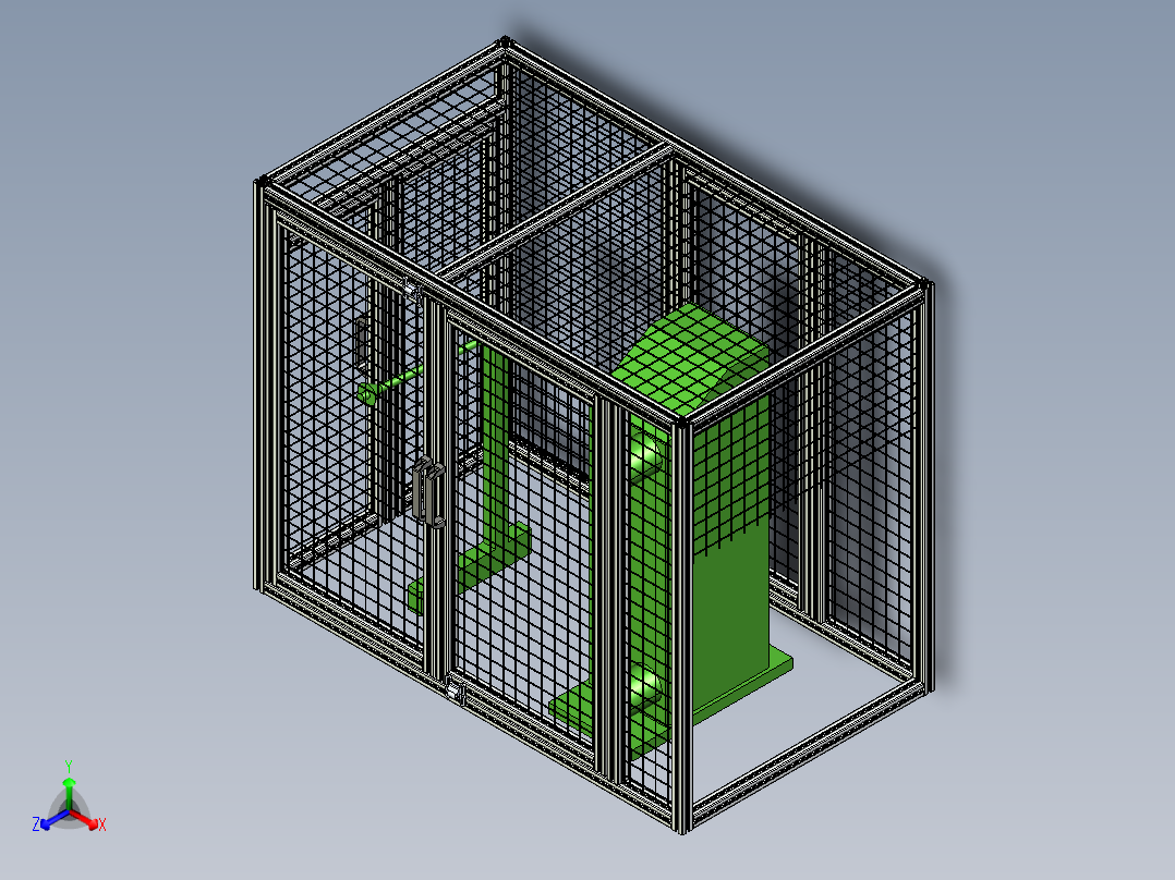工业设备栅栏正等轴测图