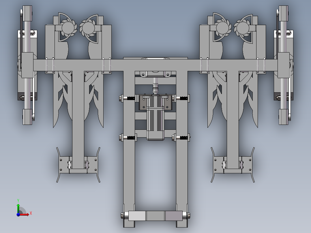 全控仿形升降棉花打顶机（三维+CAD图纸）前视图