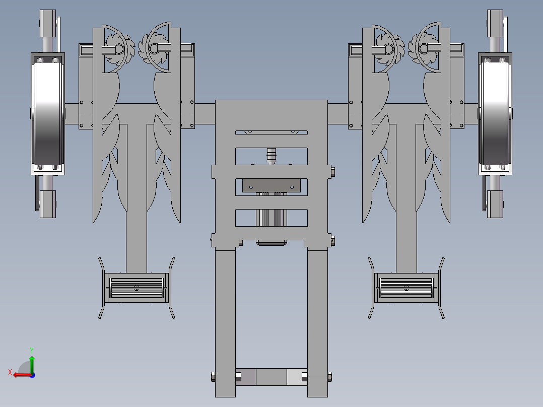 全控仿形升降棉花打顶机（三维+CAD图纸）后视图